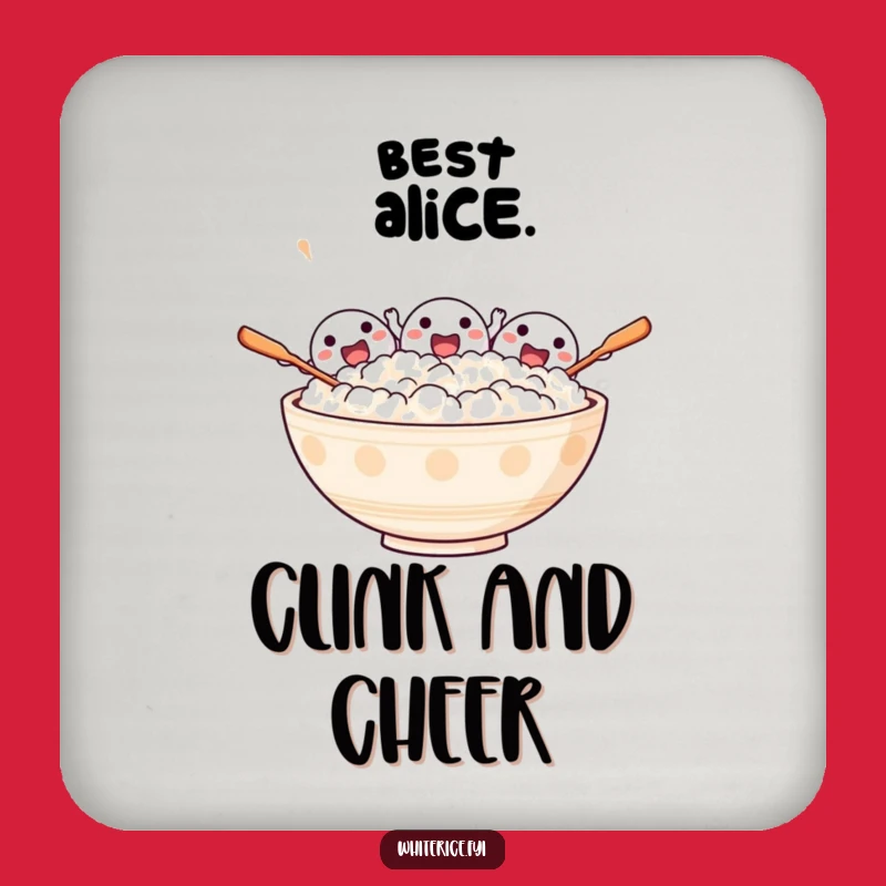 Funny Excited Rice Coaster: Cheering Decor, Joyful Gift Set!