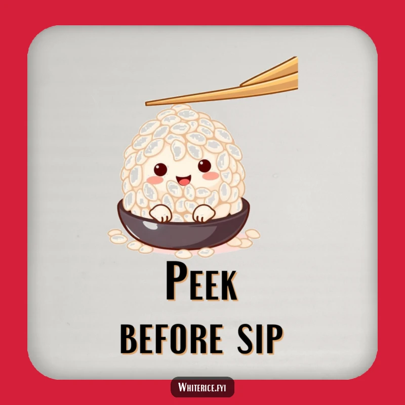 Funny Peeking Rice Grain Coaster: Shy Character Mat Funny Gift