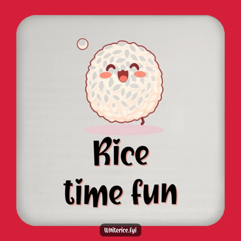 Funny Rice Baller Drink Coaster: Happy Grain Bouncing Ball Playful Protector