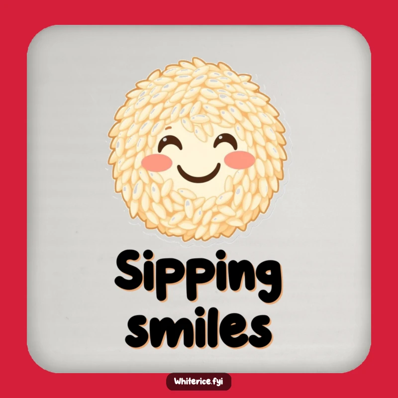 Funny Smiley Rice Drink Coaster: Protect Surfaces with Cheerful Glob's Fun