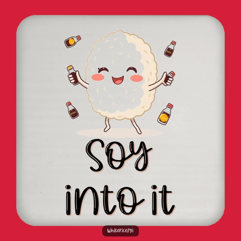Funny Rice Juggling Coaster: Happy Grain with Soy Sauce, Tabletop Humor Gift