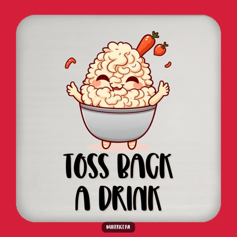 Funny Fried Rice Giggle Coaster: Kawaii Chef Decor, Perfect Table Protector