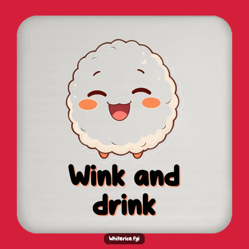 Funny Winking Rice Ball Coaster: Delighted Character, Tabletop Gift