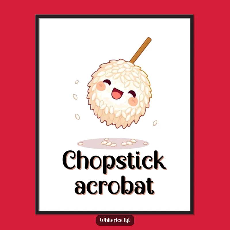 Funny Playful Rice Poster - Whimsical Asian Food Art for Humorous Spaces