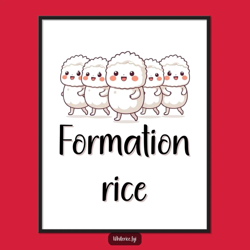 Funny Rice Marching Poster: Cheerful Characters Art for an Ordered Space