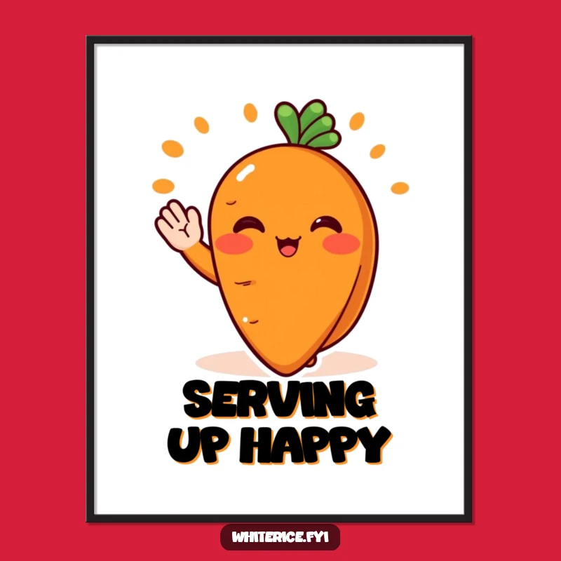 Funny Carrot Chef Poster: Cheerful Slice Serving, Wall Art Gift