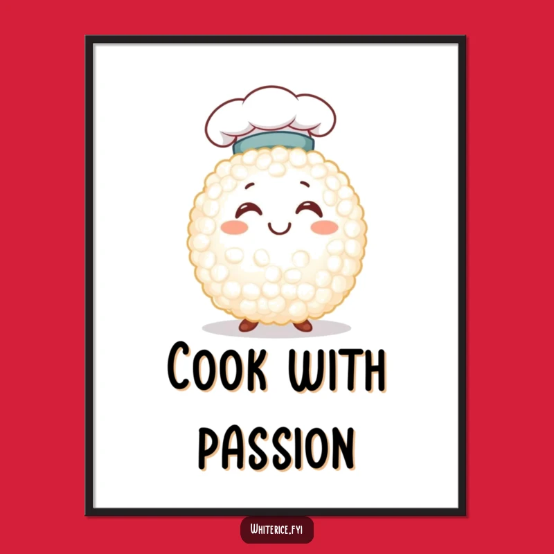 Funny Chef Rice Grain Poster: Cute Character Wall Art Funny Gift Idea