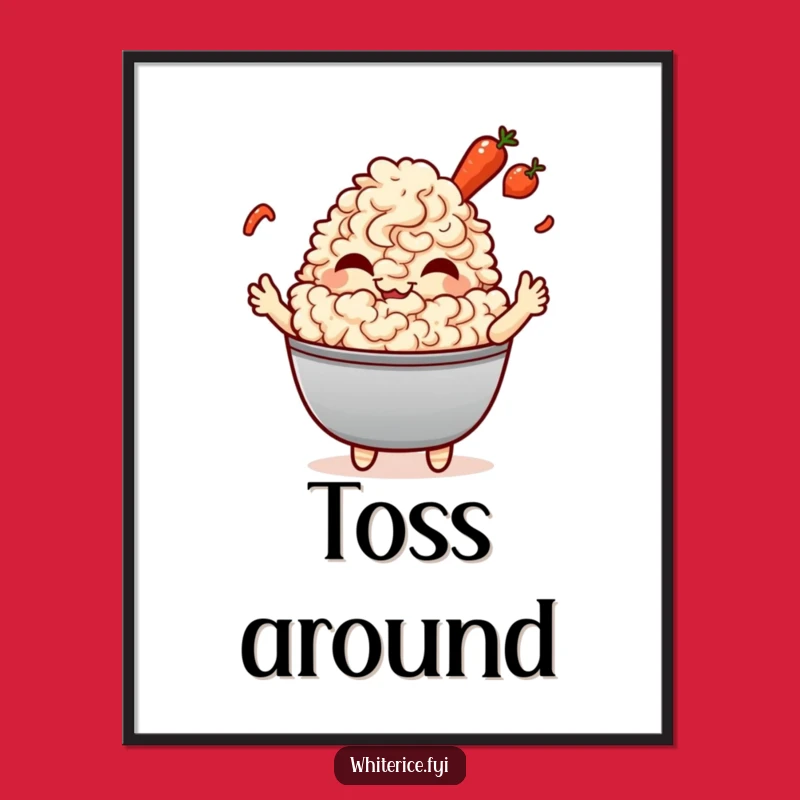 Funny Fried Rice Giggle Poster: Kawaii Chef Art, Perfect Kitchen Decor