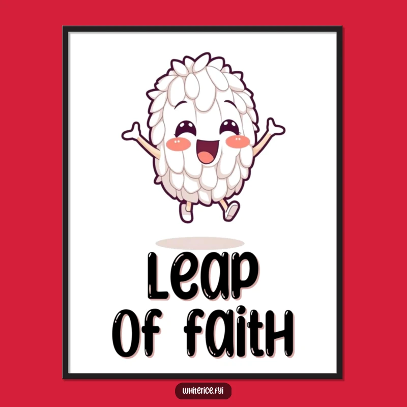 Funny Leaping Rice Poster: Hilarious Cartoon Art for Wall Decor!