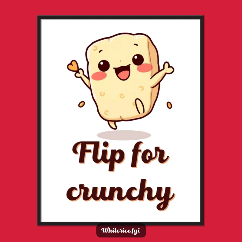 Funny Rice Cracker Flip Poster: Playful Kawaii Art Print, Perfect for Snack Lovers
