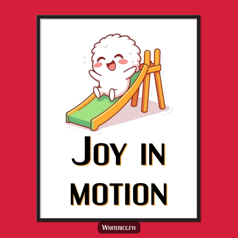 Funny Rice Fun Poster: Giggling Grain’s Slide, Perfect Playful Decor & Funny Gift