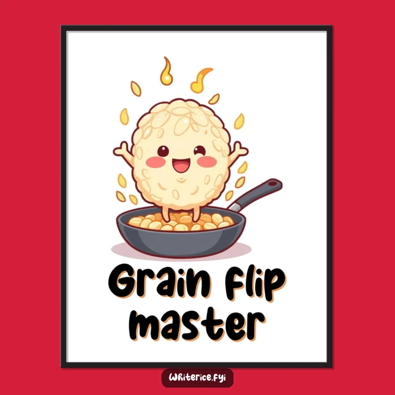 Funny Rice Grain Poster: Hilarious Flipping Character Kitchen Wall Art