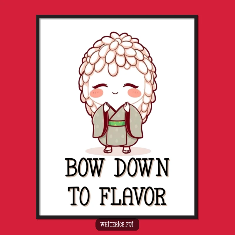 Funny Rice Kimono Poster: Polite Greeting Art for Your Walls