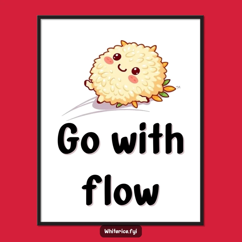 Funny Sliding Rice Art Poster: Playful Character, Whimsical Decor