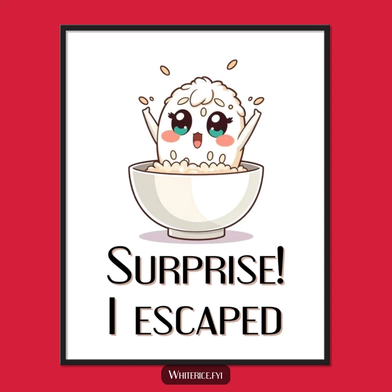 Funny Surprised Rice Poster: Lively Art, Perfect Funny Gift for Wall Decor