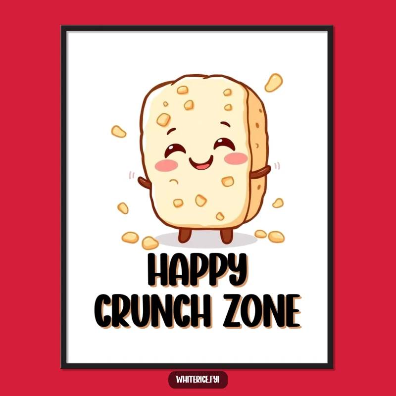 Funny Rice Cracker Poster - Happy Crunch Art Perfect Funny Gift