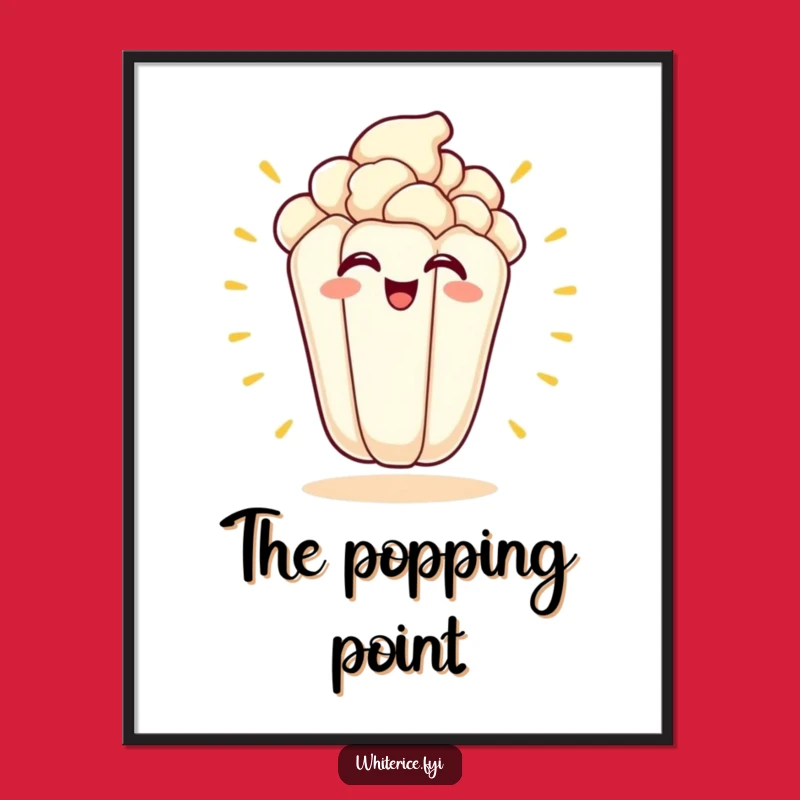 Funny Kawaii Popcorn Poster: Excited Art for Movie Lovers