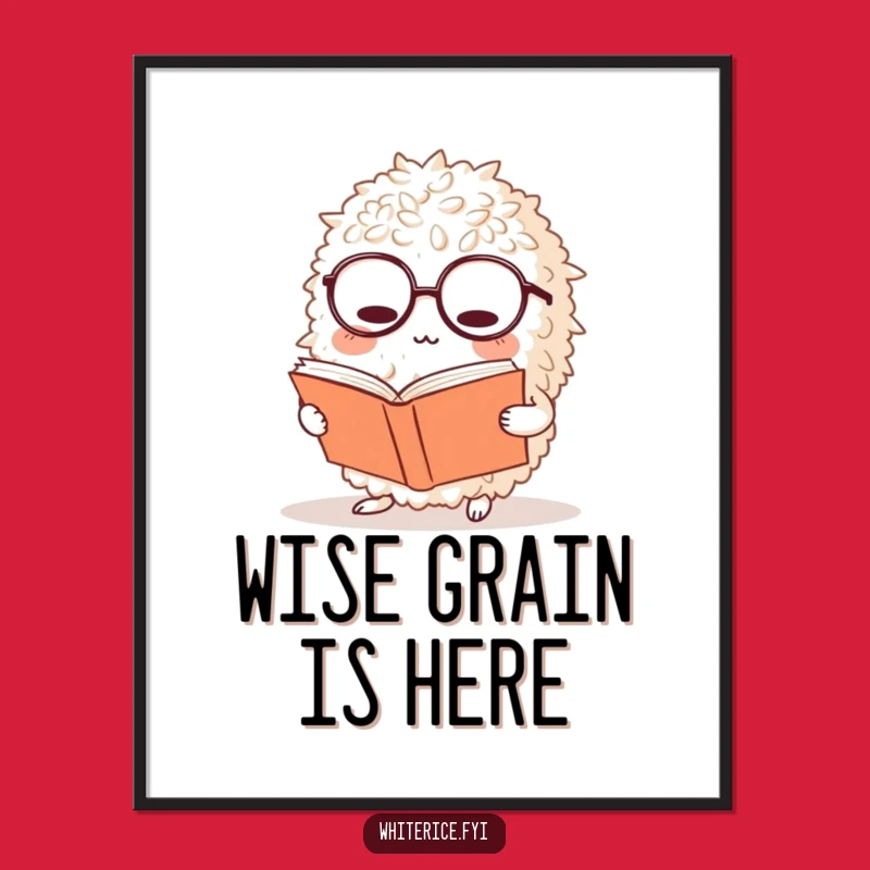 Funny Rice Bookworm Poster: Literary Art, Perfect Funny Gift for Book Nooks