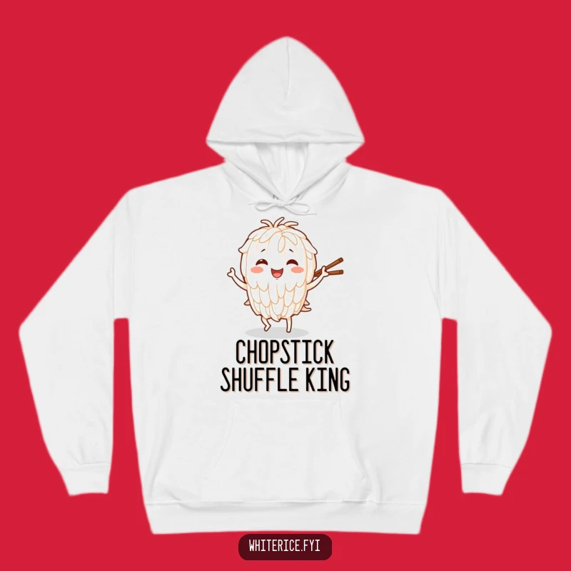 Cozy Funny Dancing Rice Hoodie: Joyful Character with Chopsticks, Warm Gift