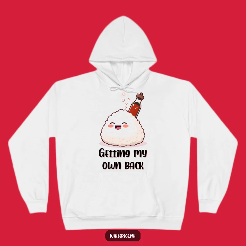 Funny Spraying Rice Hoodie: Cozy Up with a Giggling Glob's Soy Sauce Fun