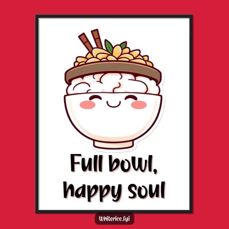 Free Printable Happy Rice Bowl Art: Joyful Kitchen Decor Downloadable