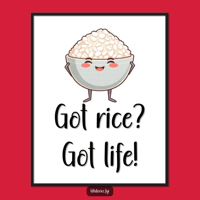 Free Printable Rice Bowl Wall Art: Funny Food Downloadable Poster Gift!