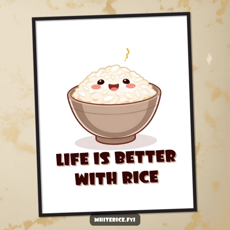 Funny Free Printable Wall Art: A content rice grain is neatly served in a small bowl, offering a humorous and charming visual.