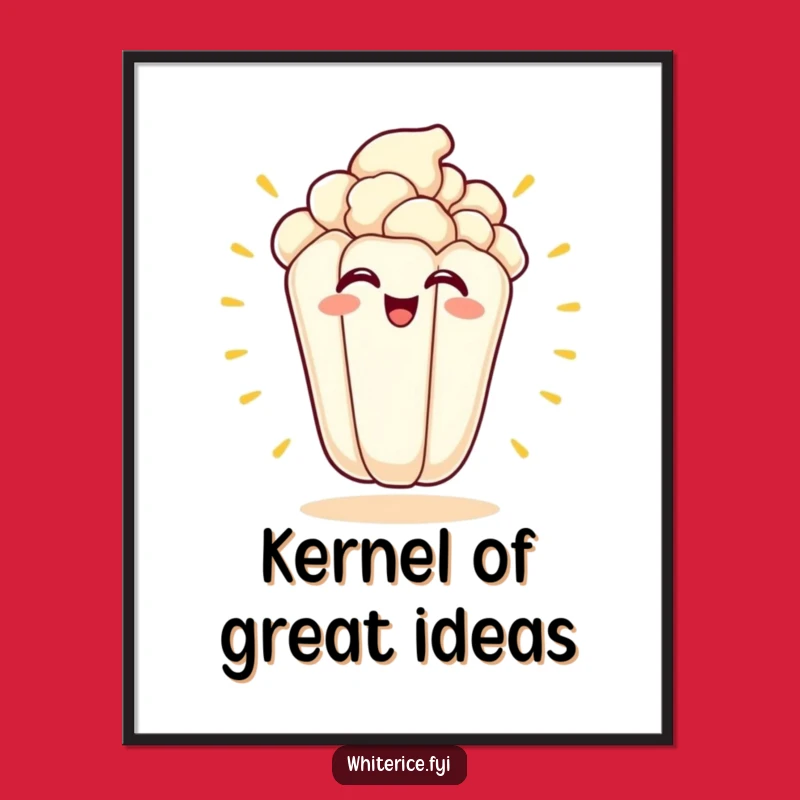 Free Printable Wall Art: Funny Kawaii Popcorn, Whimsical Movie Night Decor