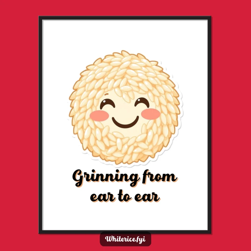 Free Printable Wall Art: Happy Rice Smiley Face Cheer DIY Digital Download