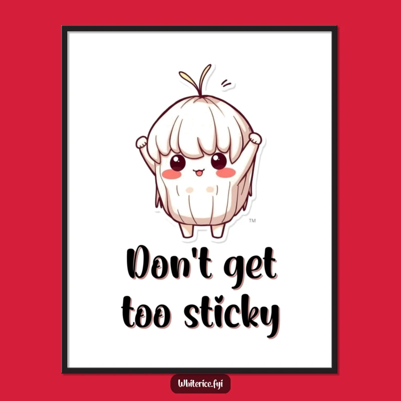 Free Printable Wall Art: Stretchy Sticky Rice Character for Quirky, Funny Decor