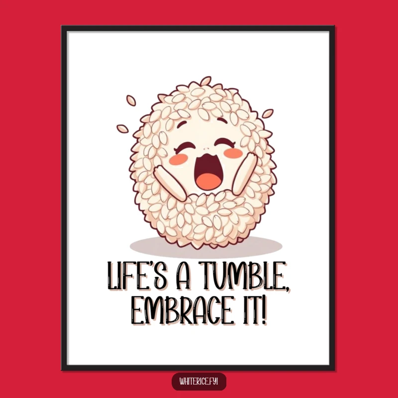 Free Printable Wall Art: Tumbling Rice Pile Decor, Funny Downloadable Gift Art