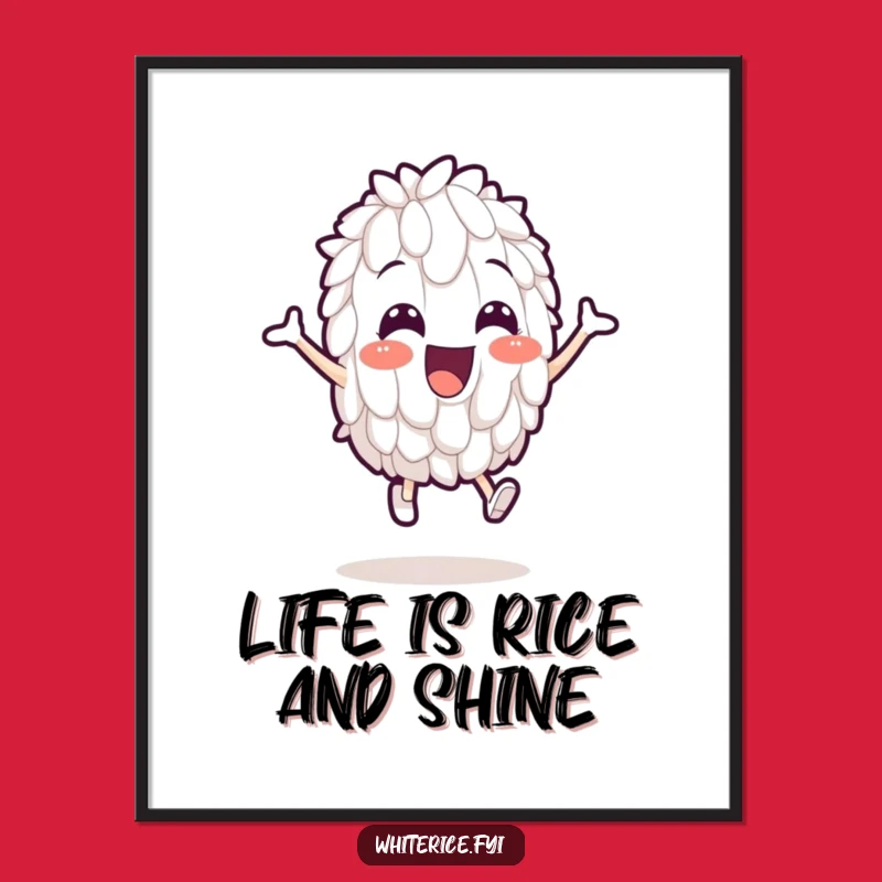 Funny Free Printable Wall Art: Leaping Rice Character, Humorous Downloadable Decor