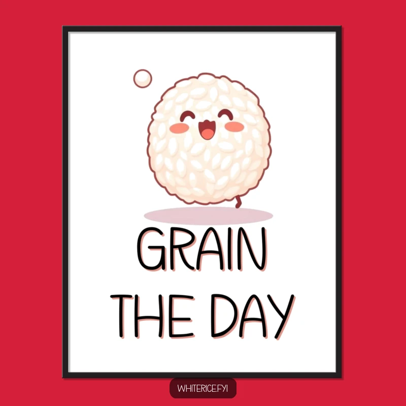 Funny Free Printable Wall Art: Rice Baller Bouncing Ball, Quirky Downloadable Decor