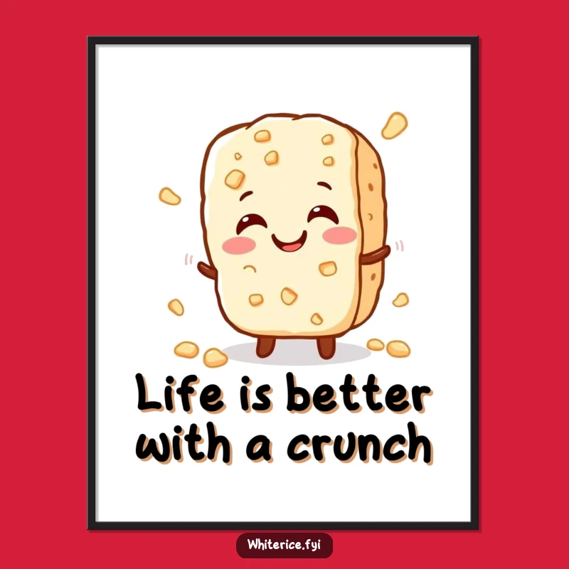 Funny Free Printable Wall Art: Crunchy Rice Cracker Happy Downloadable Decor