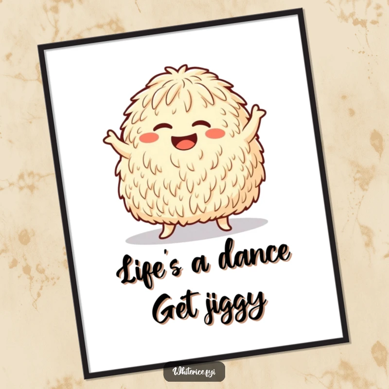 Funny Free Printable Wall Art: A giggling rice mound captured in a hilarious and silly dance pose.