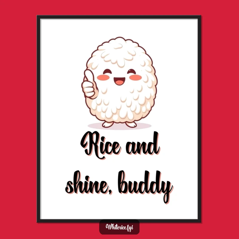 Free Printable Wall Art: Thumbs-Up Rice Character, Humorous Downloadable Decor for an Uplifting Space