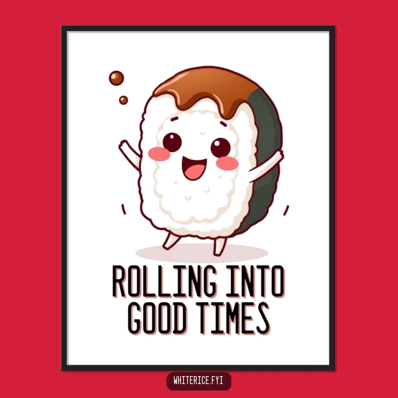 Free Printable Kawaii Sushi Wall Art: Dancing Foodie Decor, Downloadable