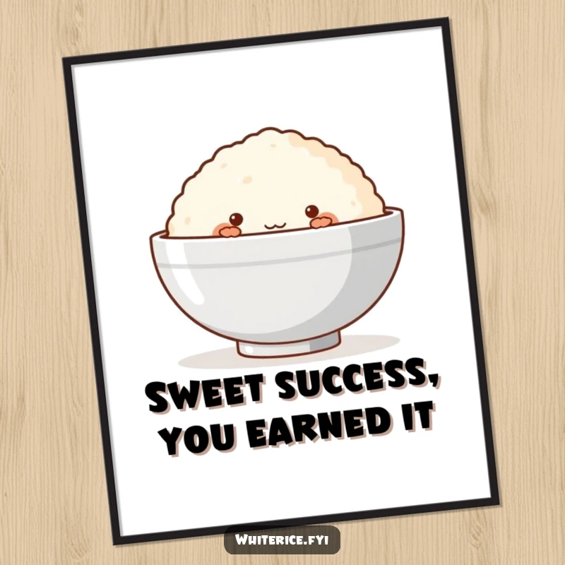 Funny Free Printable Wall Art: A shy rice cake blushing and peeking adorably from behind a bowl, cute decor.