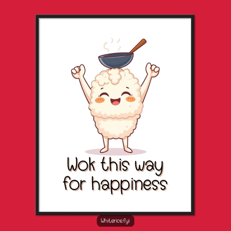 Free Printable Wall Art: Triumphant Rice Character Wok Kitchen Decor