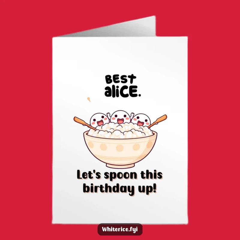 Free Printable Birthday Card: Cheering Rice for an Excited Downloadable Gift