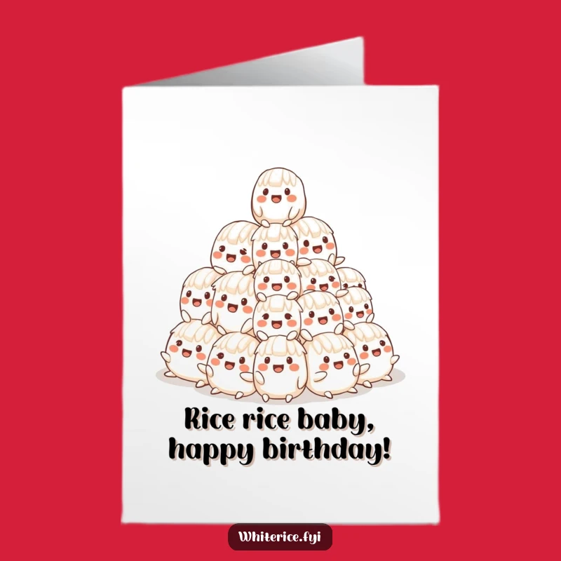 Free Printable Birthday Card: Funny Rice Pyramid, Wobbly Fun, Perfect Downloadable Gift