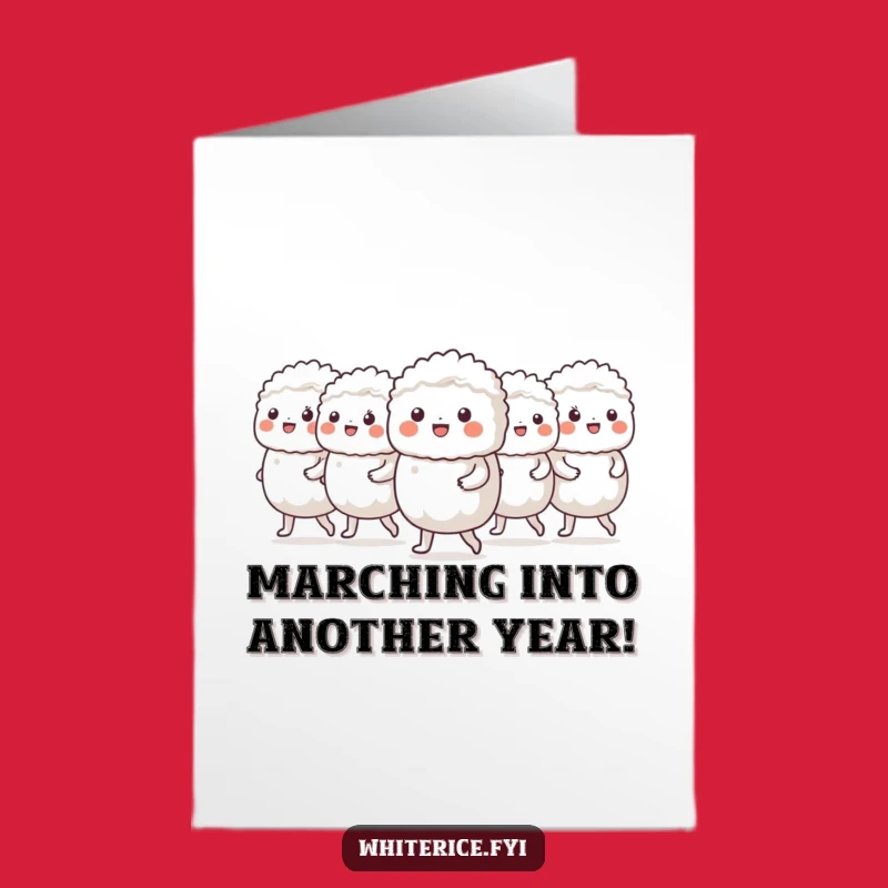 Free Printable Birthday Card: Marching Rice, Hilarious Downloadable Procession Greeting