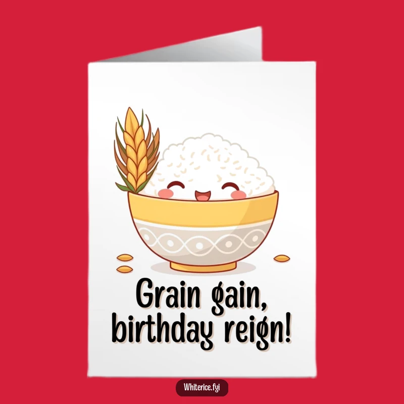 Free Printable Birthday Card: Happy Rice Bowl Peeking Funny Downloadable Gift