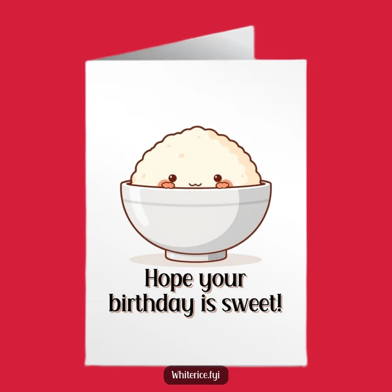 Free Printable Birthday Card: Shy Rice Cake, Funny Downloadable Gift for a Sweet Celebration
