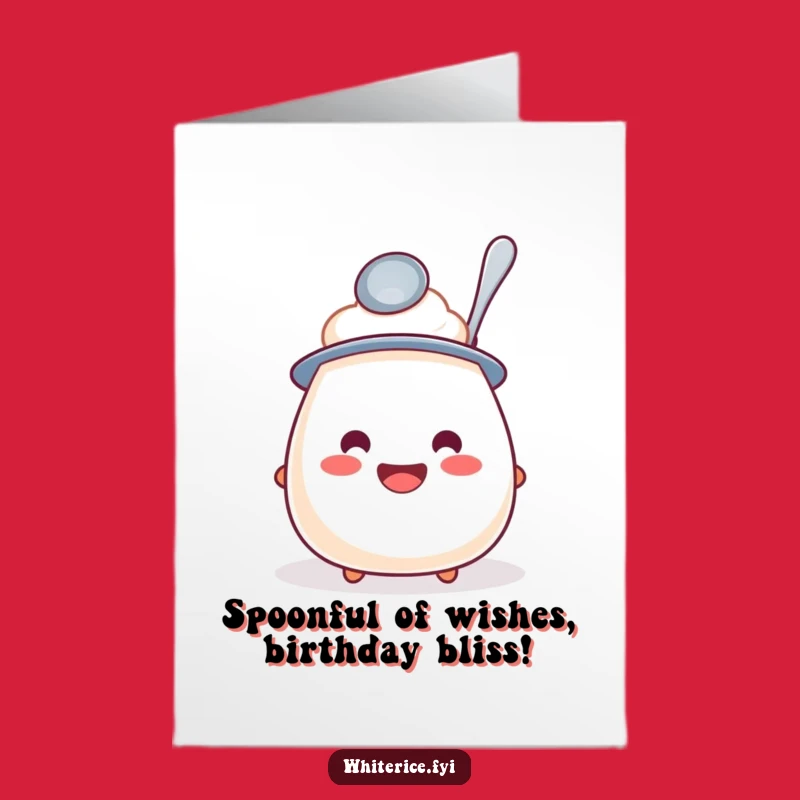 Free Printable Rice Pudding Birthday Card: Hilarious Spoon Hat Downloadable Gift
