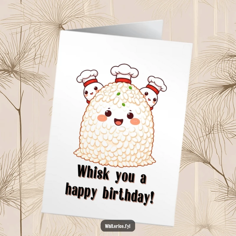 Funny Free Printable Birthday Card featuring proud rice characters in chef hats, ready to celebrate with flair.