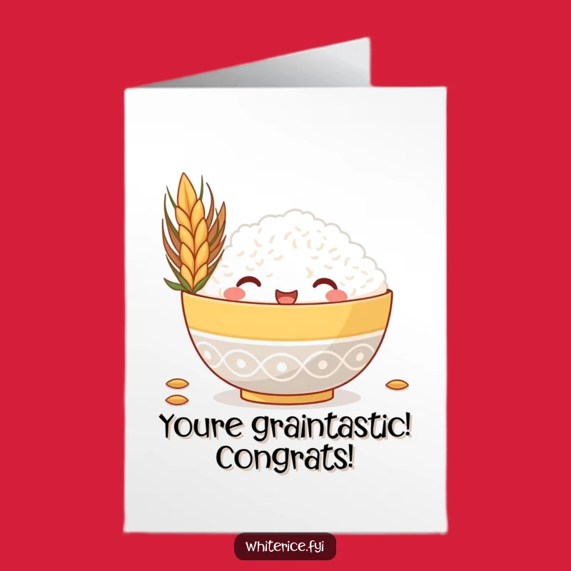 Free Printable Congrats Card: Happy Rice Bowl Cheering You On Downloadable