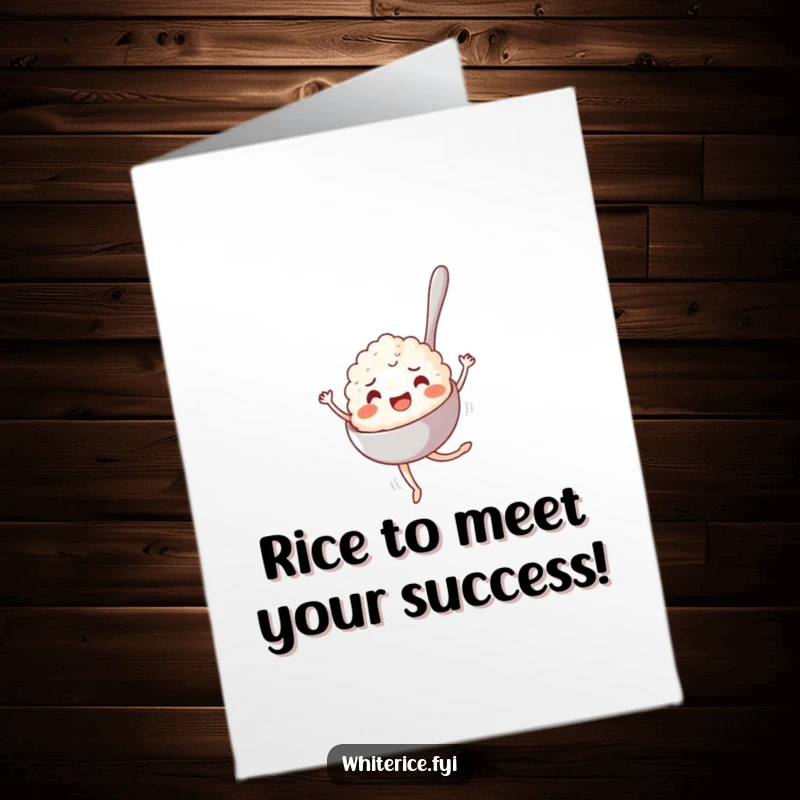 Funny Free Printable Congratulations Card: A joyful spoonful of rice performing a graceful pirouette to celebrate achievements, a downloadable delight.
