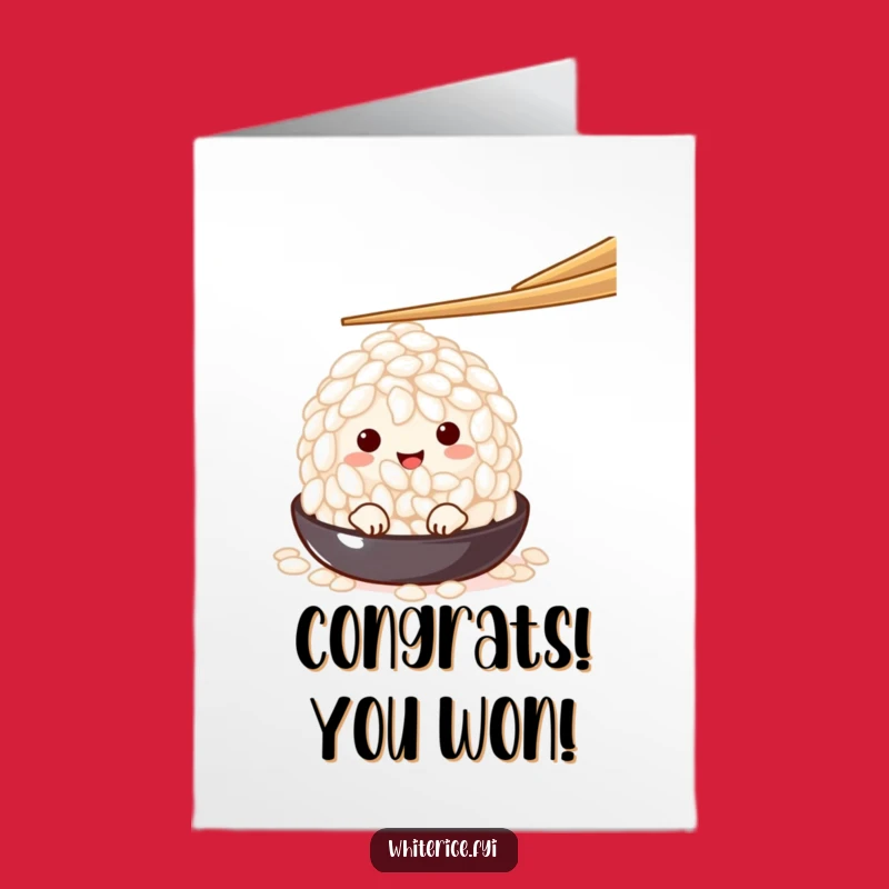 Free Printable Congrats Card: Peeking Rice Grain Celebrates, Humorous Downloadable Gift