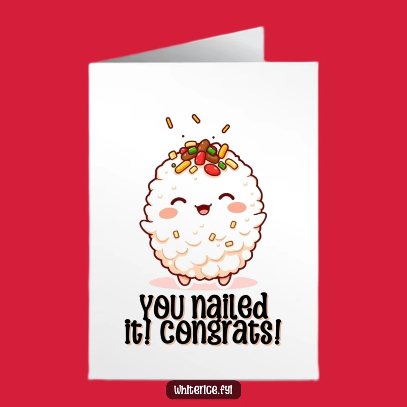 Free Printable Kawaii Fried Rice Congrats Card: Witty Wishes, Download!